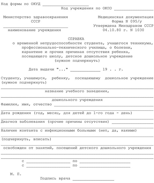 Справка о временной нетрудоспособности студента (форма 095/у) в Нижнем Новгороде